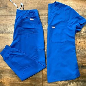 Figs Royal Blue Scrub Set